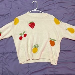Cream fruit crewneck sweater